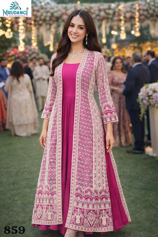 859 Heena Mrudangi Chinon Silk One Piece Gown