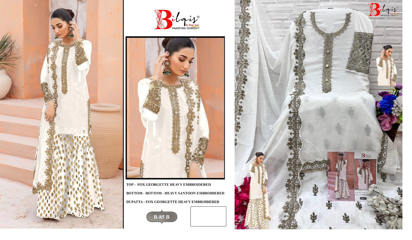85B Bilqis Embroidered Pakistani Salwar Suits