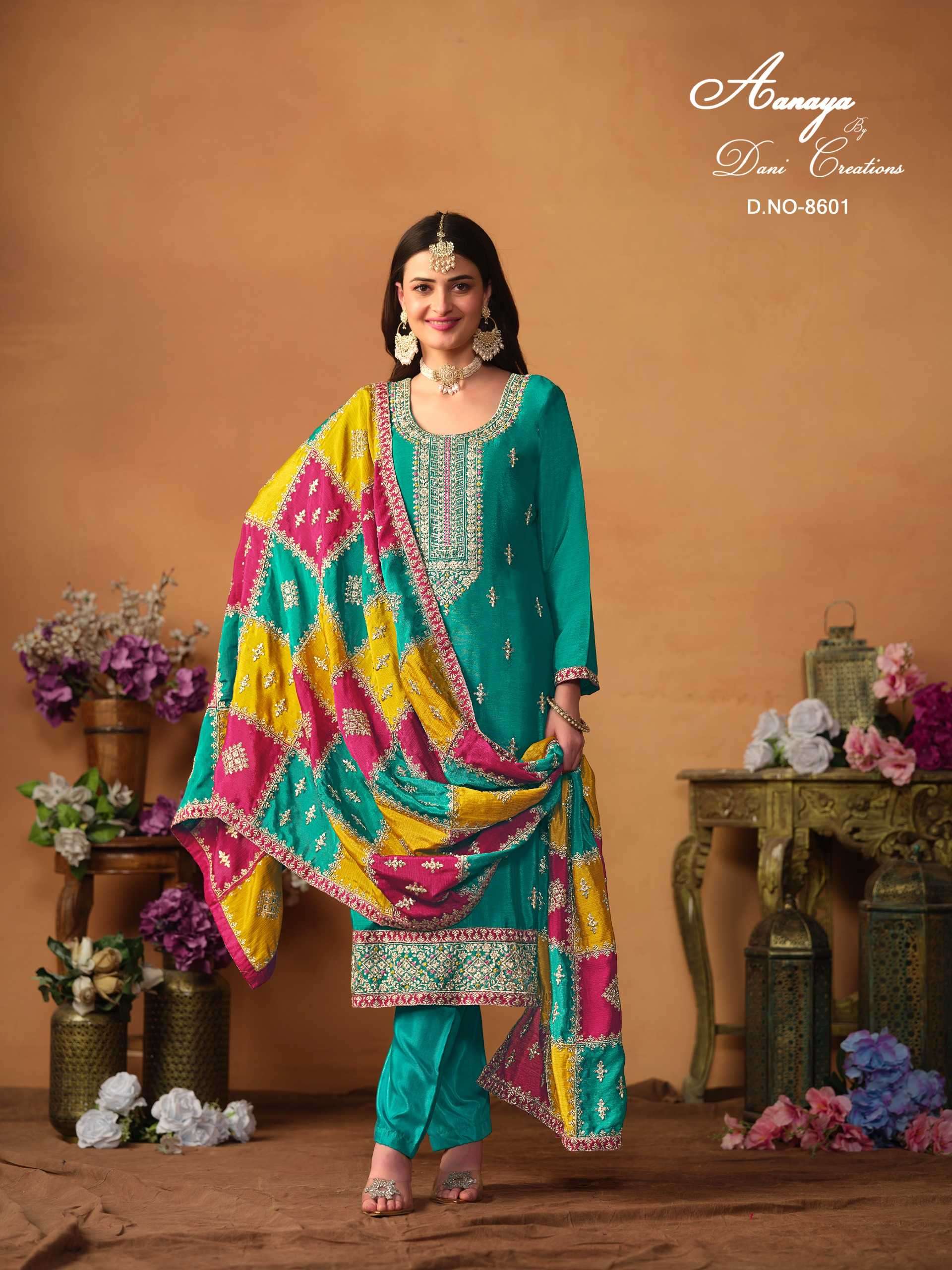 8601 Aanaya Vol 186 Dani Creation Silk Pakistani Salwar Suits