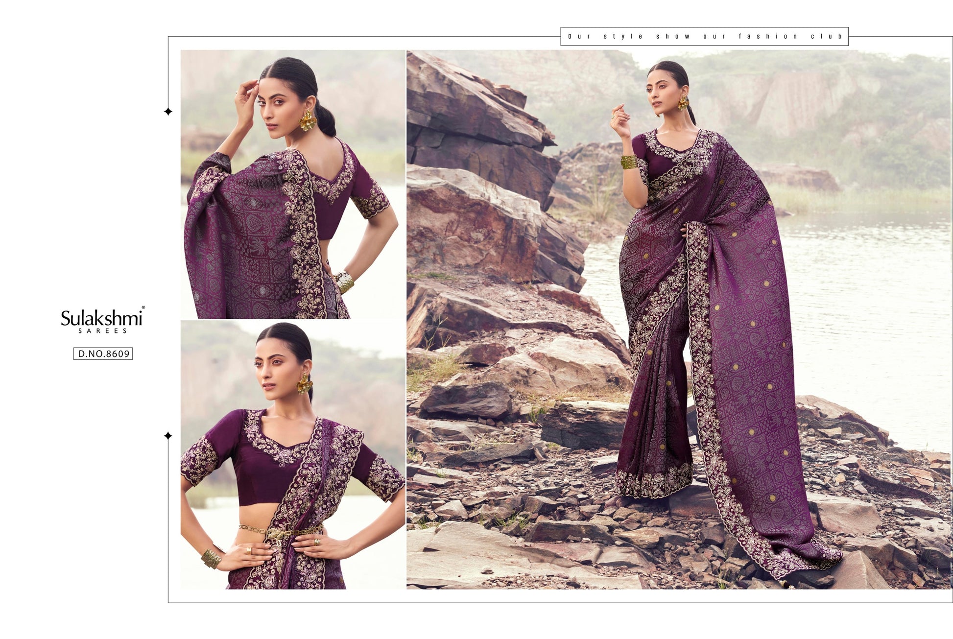 8609 Varenya Sulakshmi Prints Pure Satin Silk Sarees