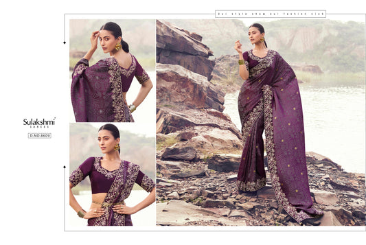 8609 Varenya Sulakshmi Prints Pure Satin Silk Sarees
