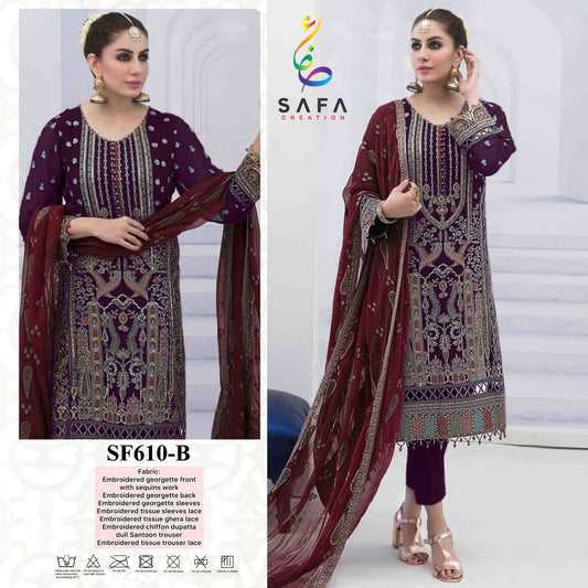 610-B Safa Creation Pakistani Salwar Suits