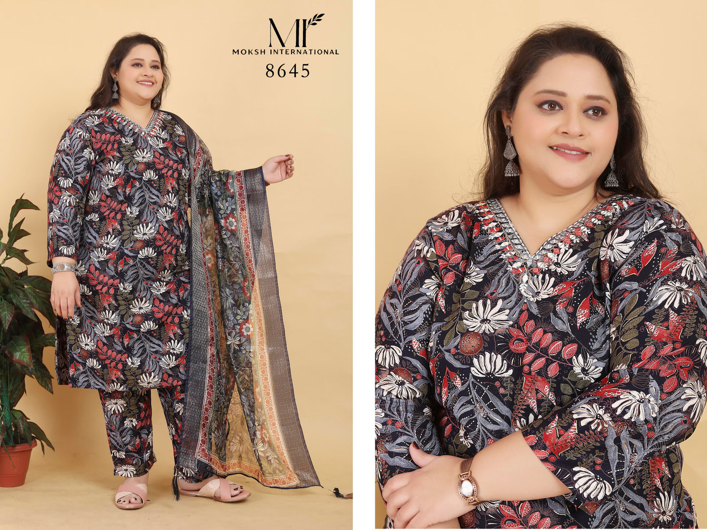 8645 Big Size Royal Vol 1 Moksh Jacquard Readymade Suits