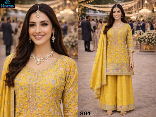 864 Veena Mrudangi Real Chinon Readymade Suits