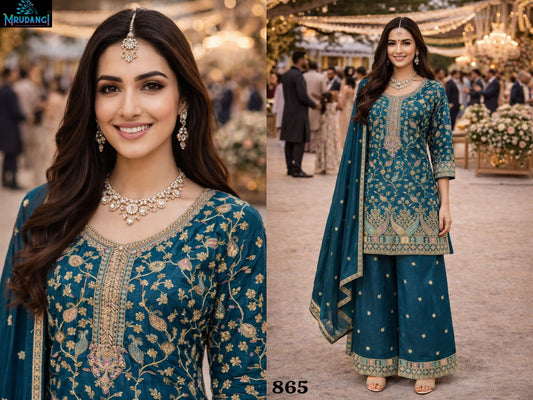 865 Veena Mrudangi Real Chinon Readymade Suits