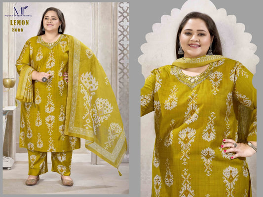8666 Plus Size Glory Vol 1 Moksh Lichi Viscose Readymade Suits