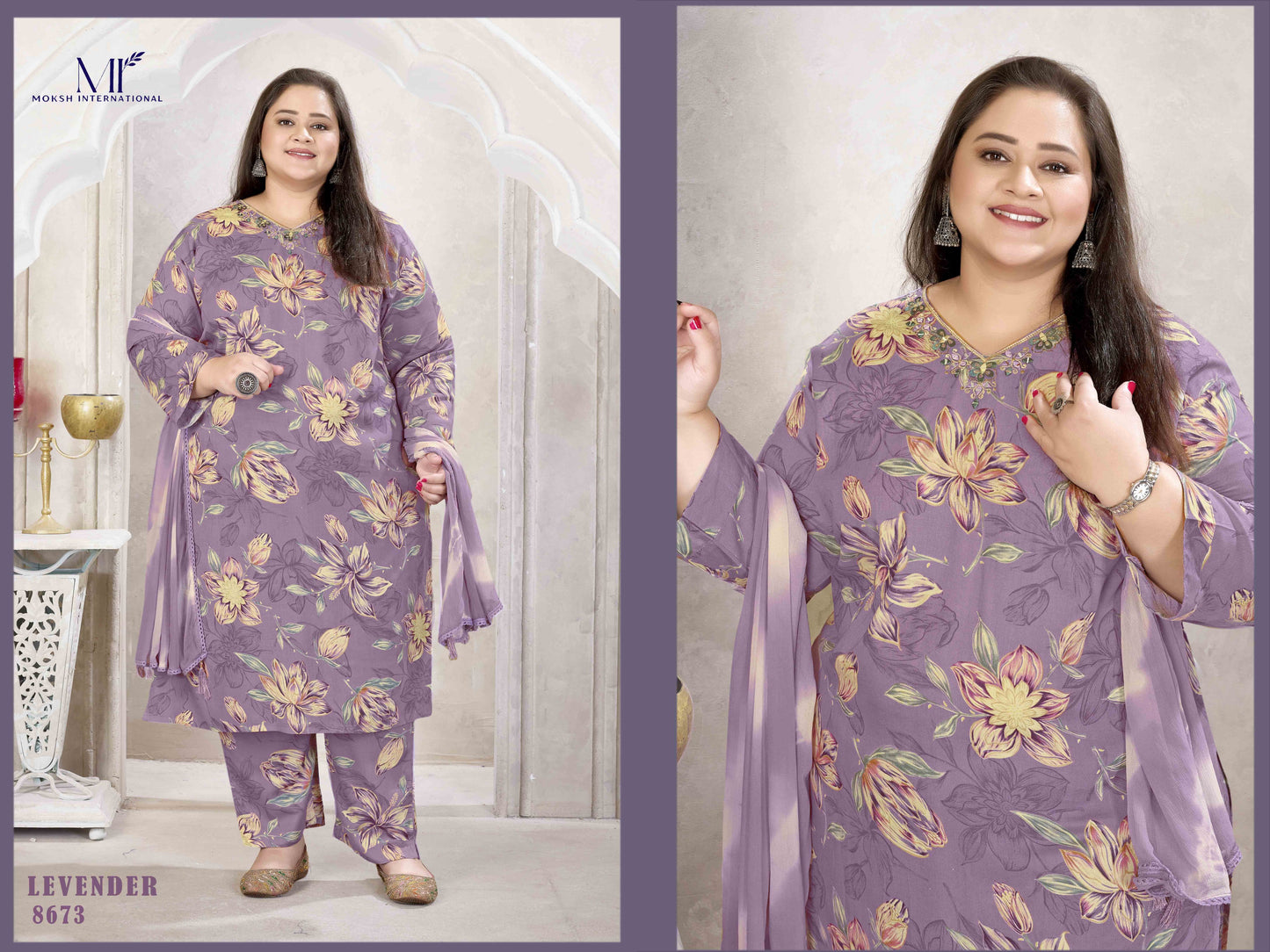 8673 Plus Size Glory Vol 3 Moksh Premium Rayon Readymade Suits