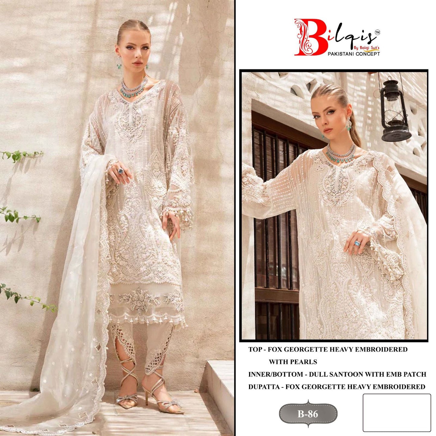 86 Bilqis Embroidered Pakistani Salwar Suits