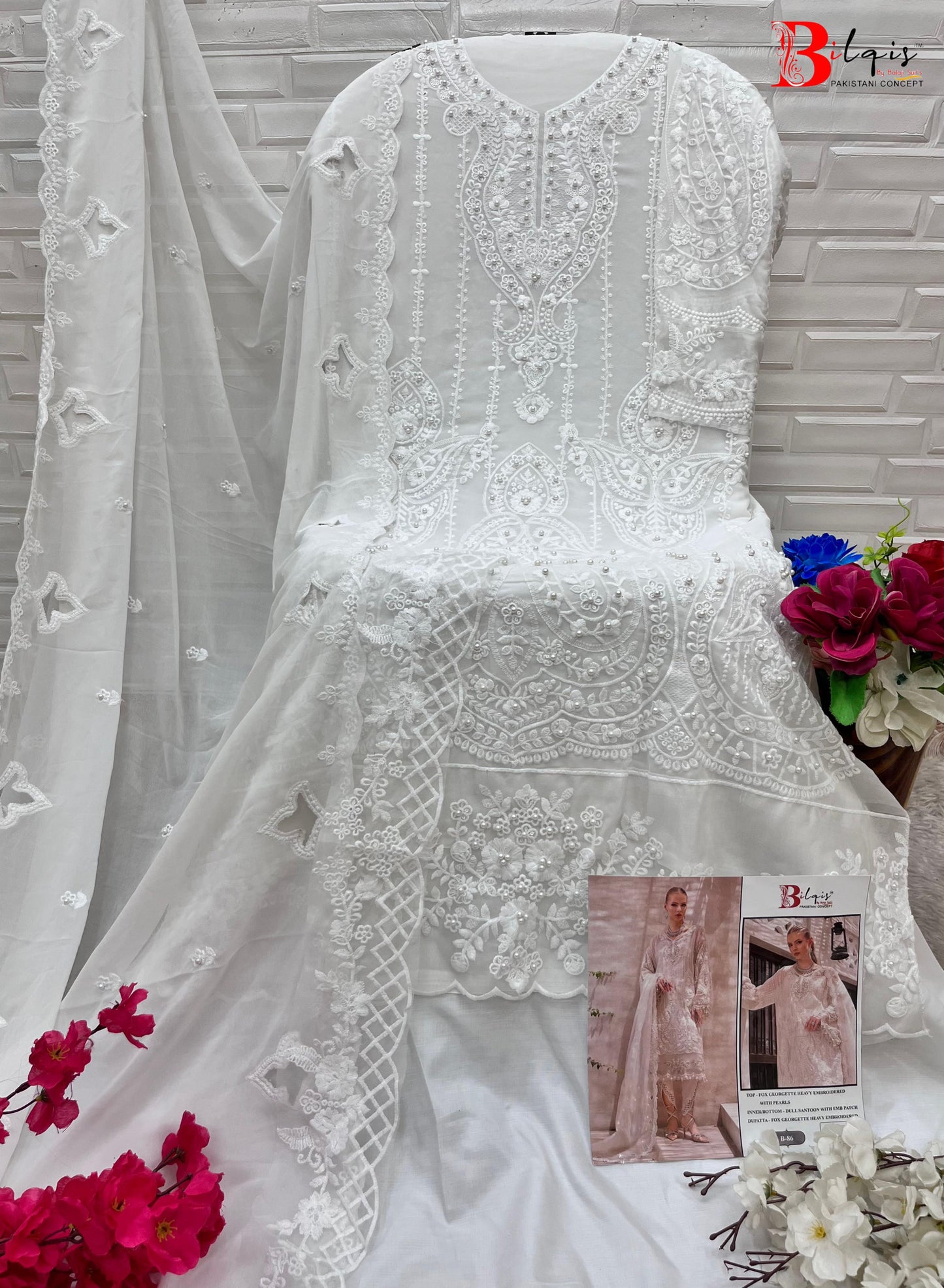 86 Bilqis Embroidered Pakistani Salwar Suits