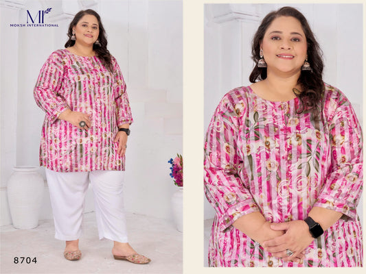 8704 Big Size Subh Vol 1 Moksh Rayon Short Kurti