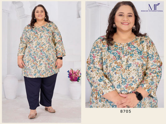 8705 Big Size Subh Vol 1 Moksh Rayon Short Kurti