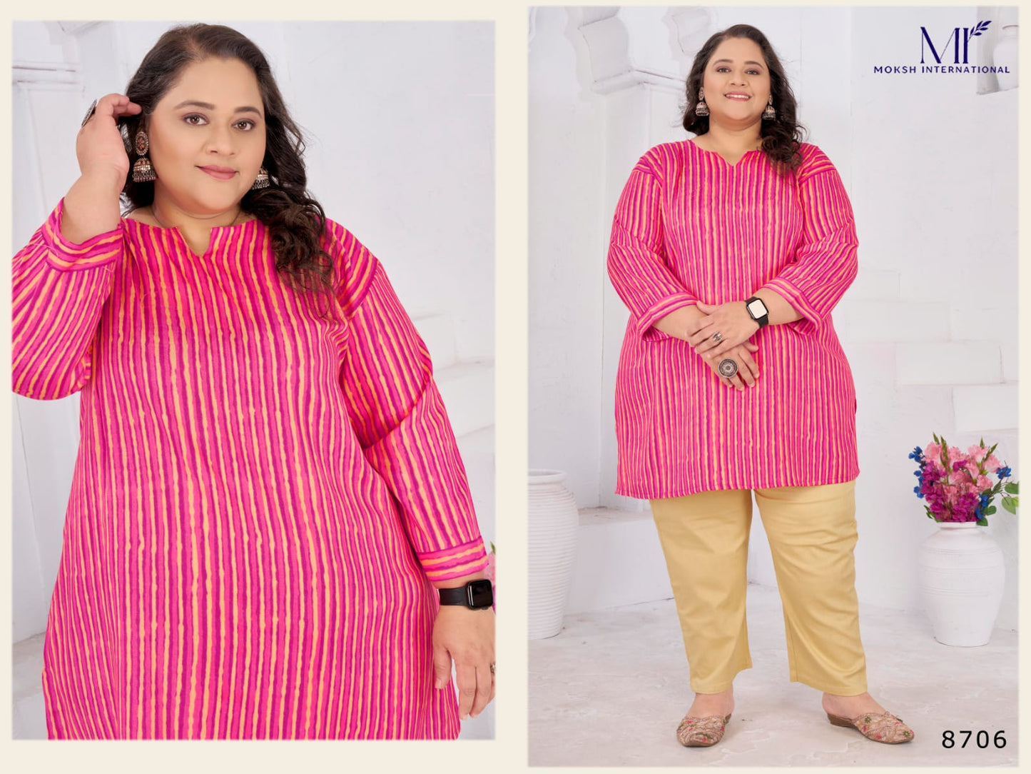 8706 Big Size Subh Vol 1 Moksh Rayon Short Kurti