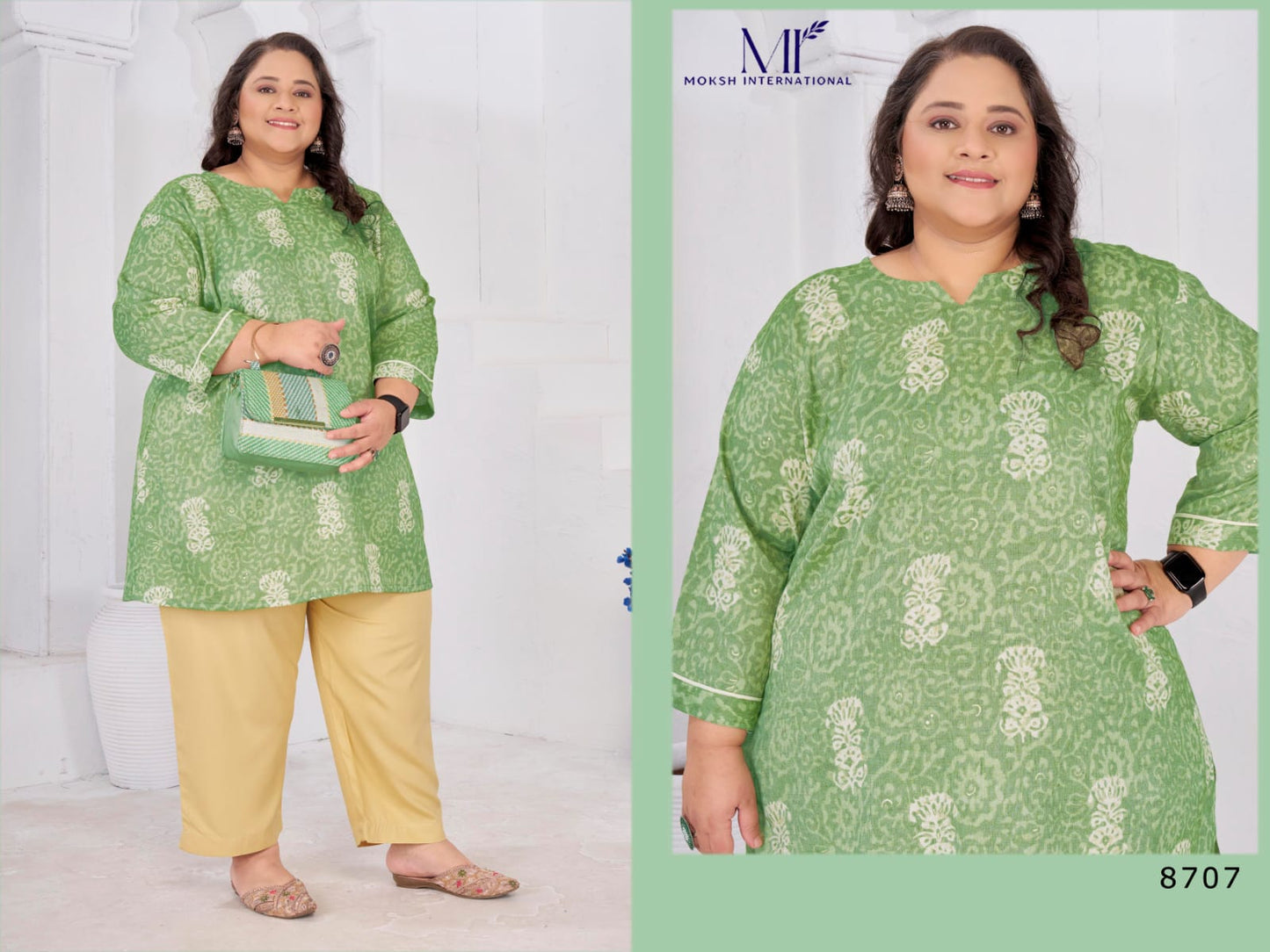 8707 Big Size Subh Vol 2 Moksh Rayon Short Kurti