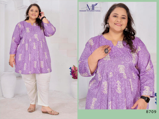 8709 Big Size Subh Vol 2 Moksh Rayon Short Kurti