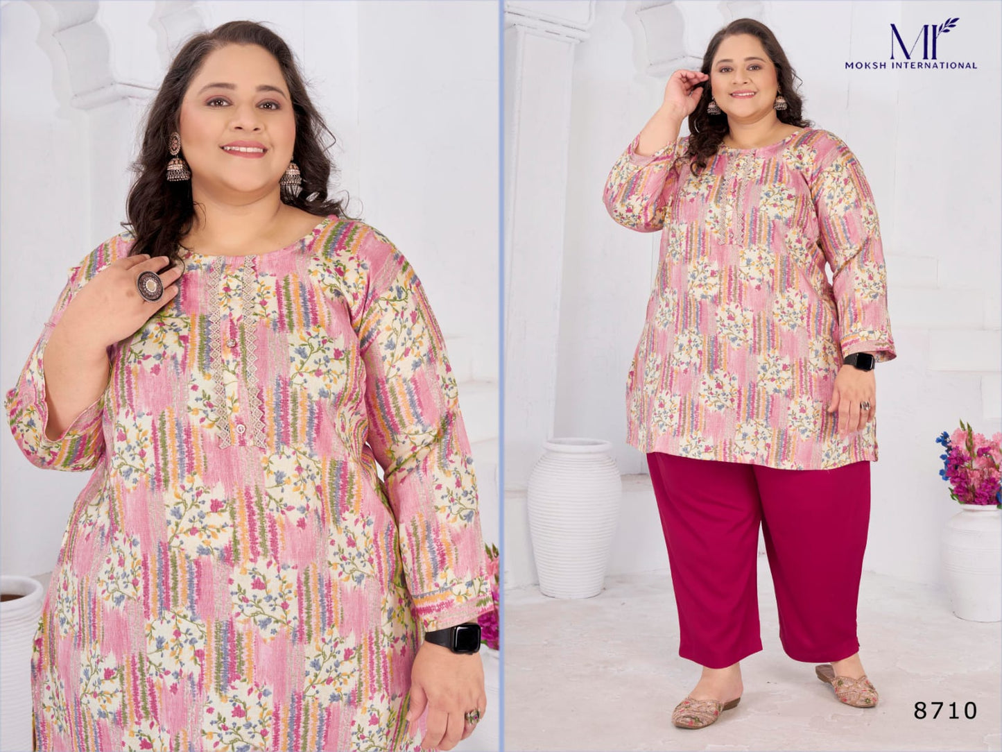 8710 Big Size Subh Vol 3 Moksh Rayon Short Kurti