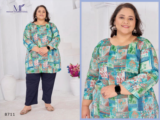 8711 Big Size Subh Vol 3 Moksh Rayon Short Kurti