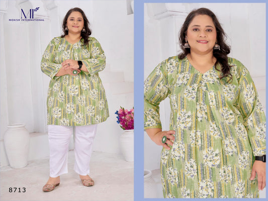 8713 Big Size Subh Vol 3 Moksh Rayon Short Kurti