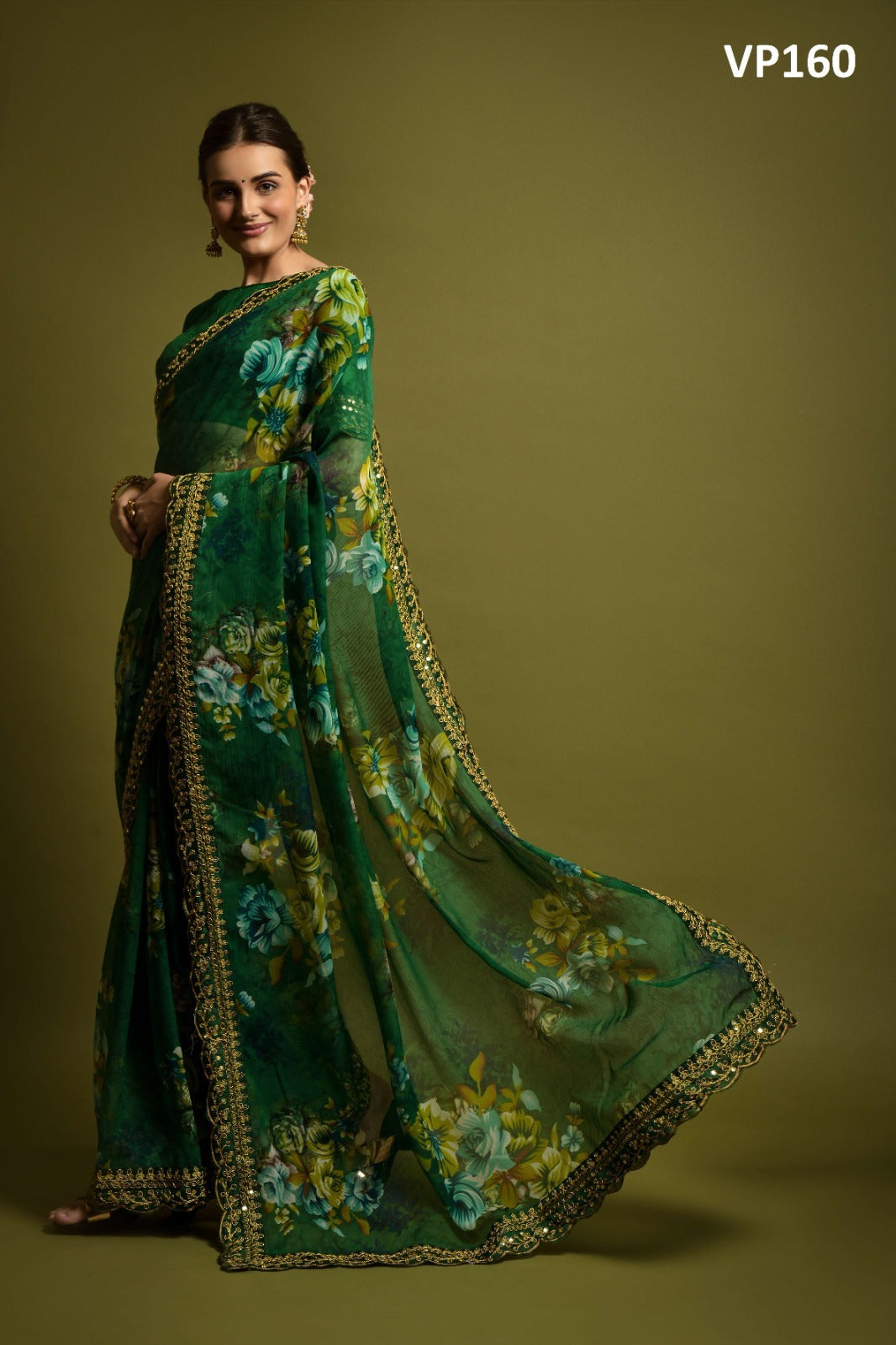 160 Velley Print Fashion Berry Sarees