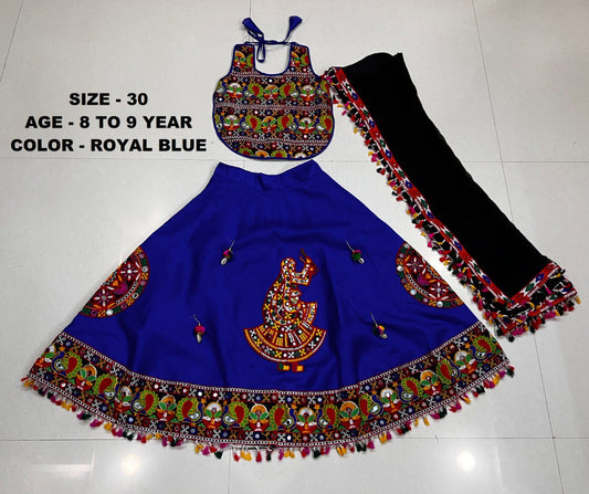 Silk Kacchi1007 Royal Blue Navratri Garba Girls Chaniya Choli