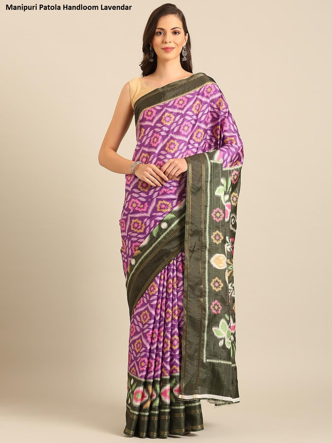 Manipuri Patola Handloom Lavendar Bunawat Sarees