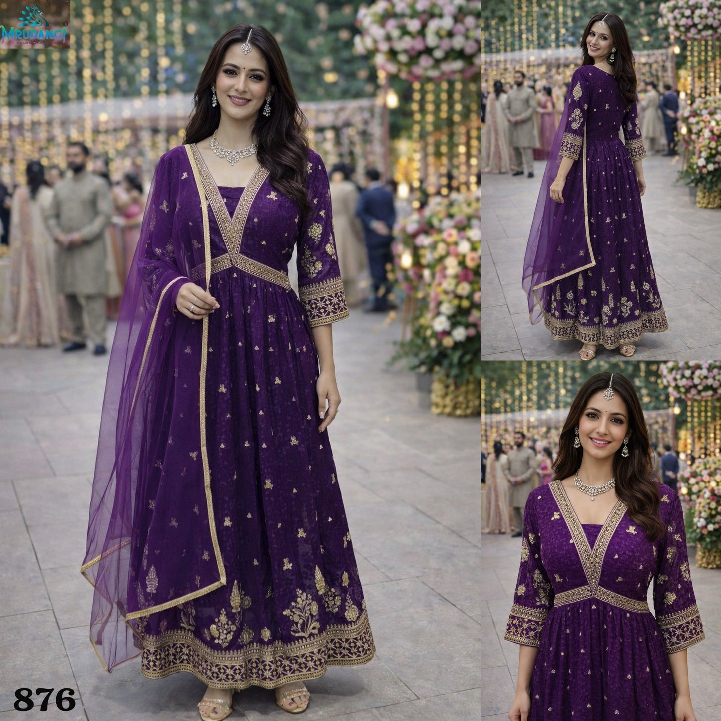 876 Nilima Mrudangi Real Georgette Gown Dupatta Set