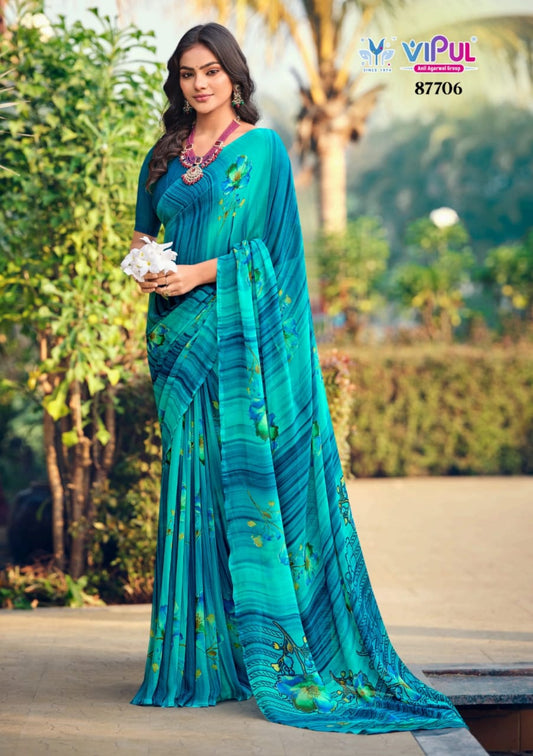 87706 Simran Vipul Georgette Sarees