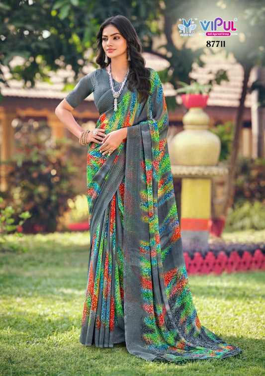 87711 Simran Vipul Georgette Sarees