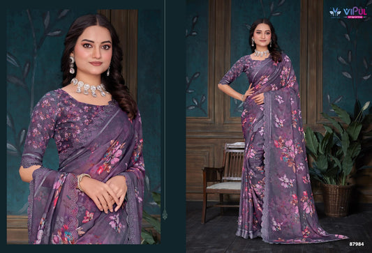 87984 Estella Vipul Dull Moss Sarees