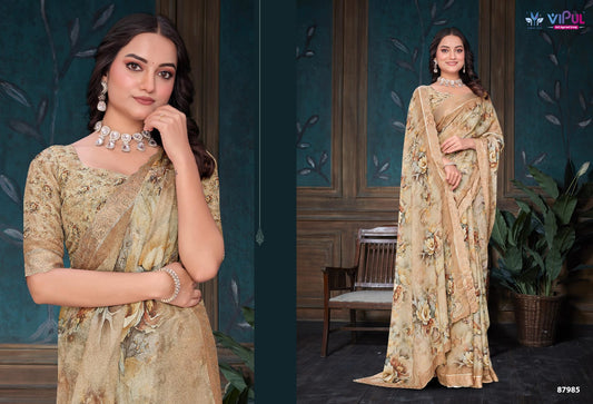 87985 Estella Vipul Dull Moss Sarees
