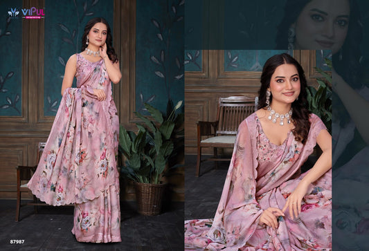 87987 Estella Vipul Dull Moss Sarees