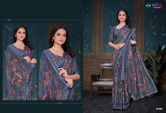 87988 Estella Vipul Dull Moss Sarees