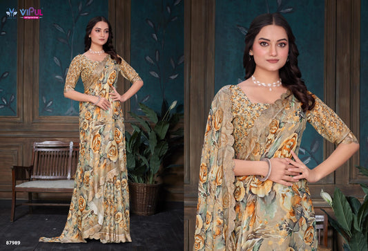 87989 Estella Vipul Dull Moss Sarees