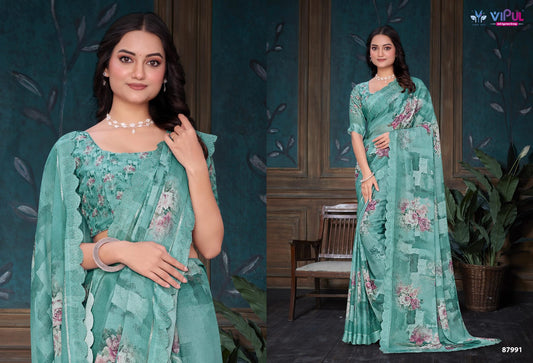 87991 Estella Vipul Dull Moss Sarees
