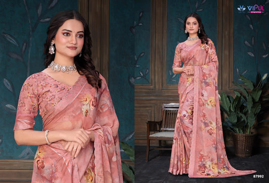 87992 Estella Vipul Dull Moss Sarees