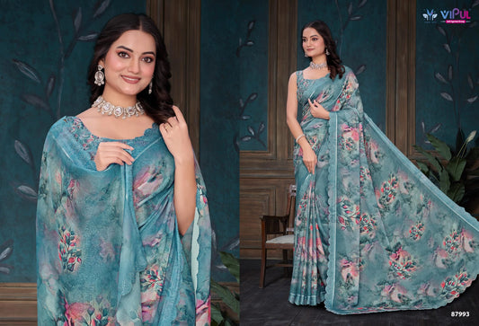 87993 Estella Vipul Dull Moss Sarees