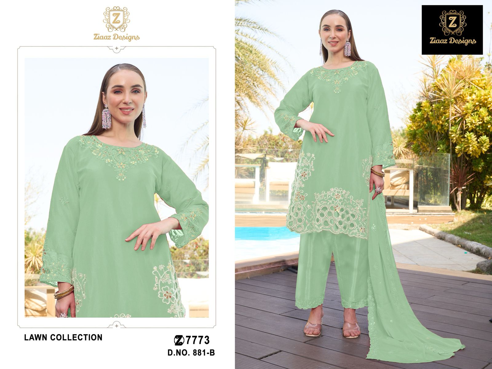 881-B Ziaaz Designs Handwork Pakistani Salwar Suits
