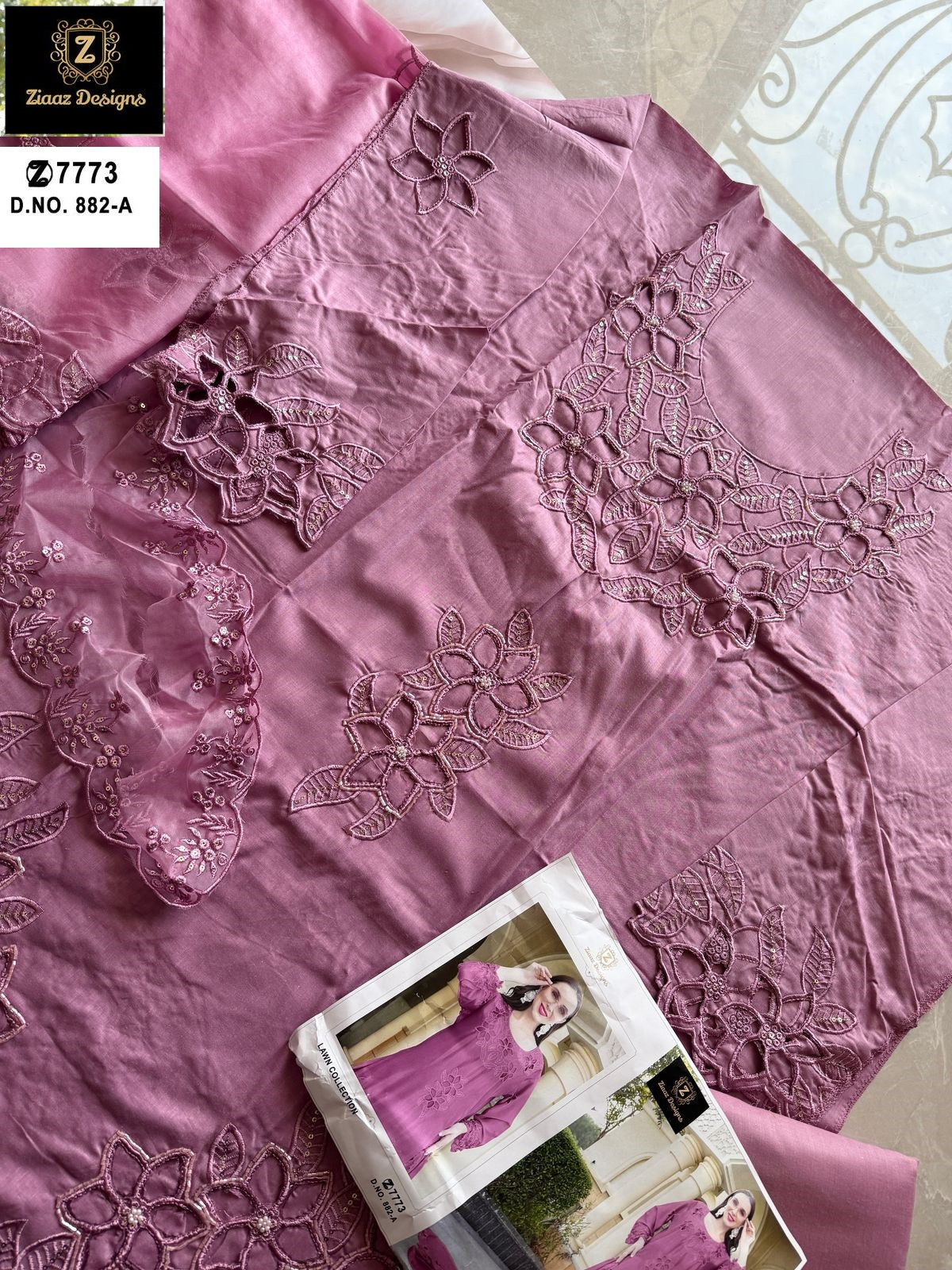 882A Ziaaz Designs Cambric Cotton Pakistani Salwar Suits