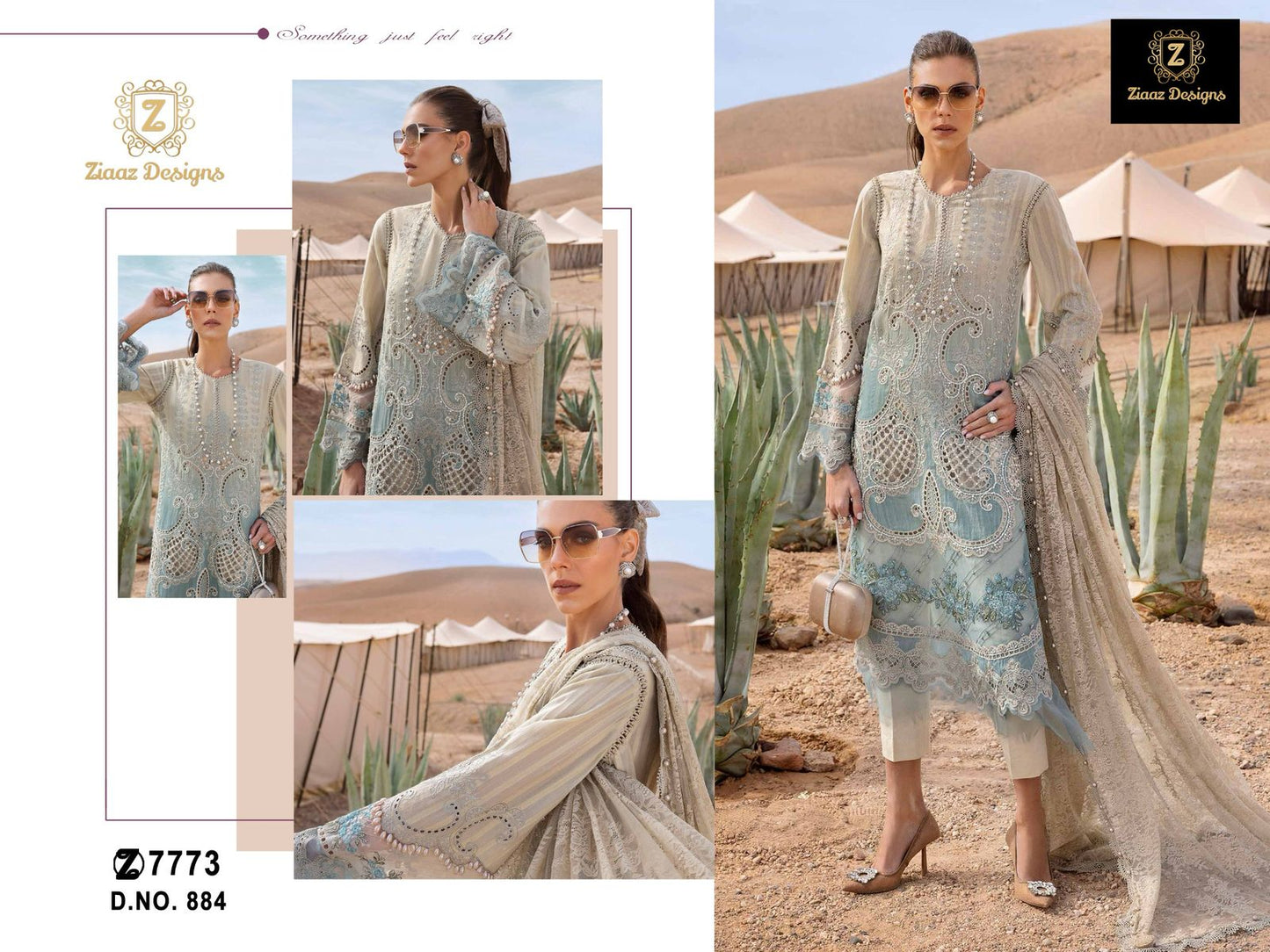 884 Ziaaz Designs Cambric Cotton Pakistani Salwar Suits