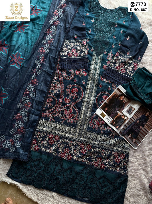 887 Ziaaz Designs Embroidery Pakistani Salwar Suits