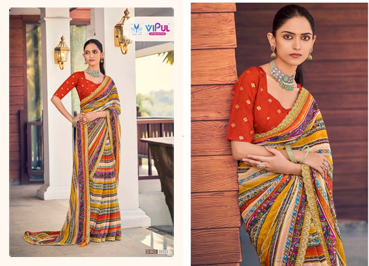 88922 Ladlee Vipul Embroidery Work Sarees