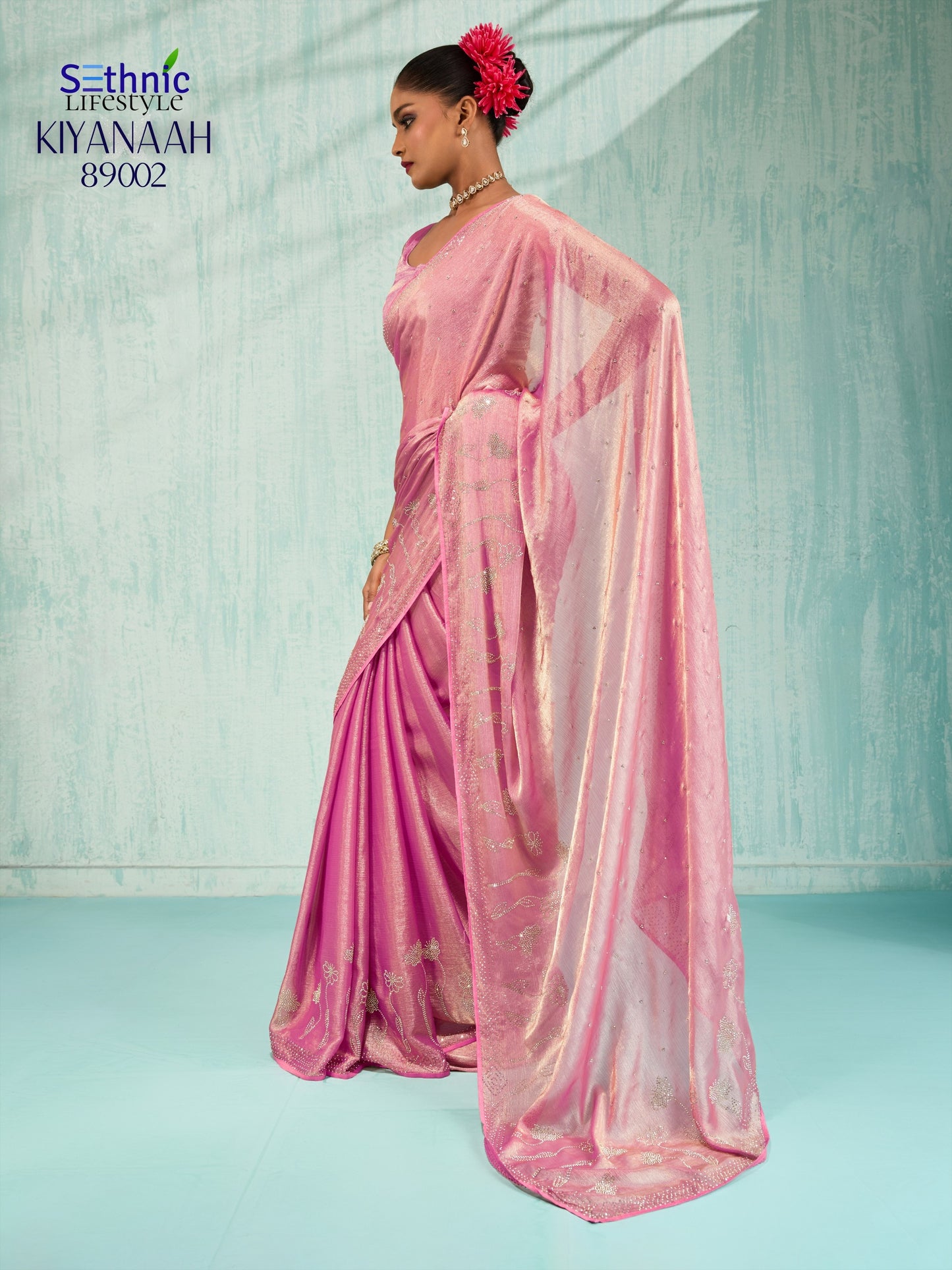 89002 Kiyanaah Sethnic Velvet Chiffon Sarees