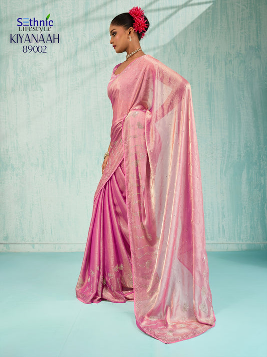 89002 Kiyanaah Sethnic Velvet Chiffon Sarees