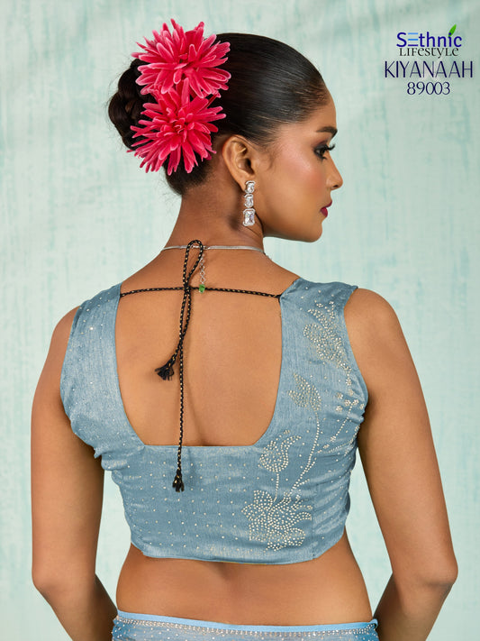 89003 Kiyanaah Sethnic Velvet Chiffon Sarees