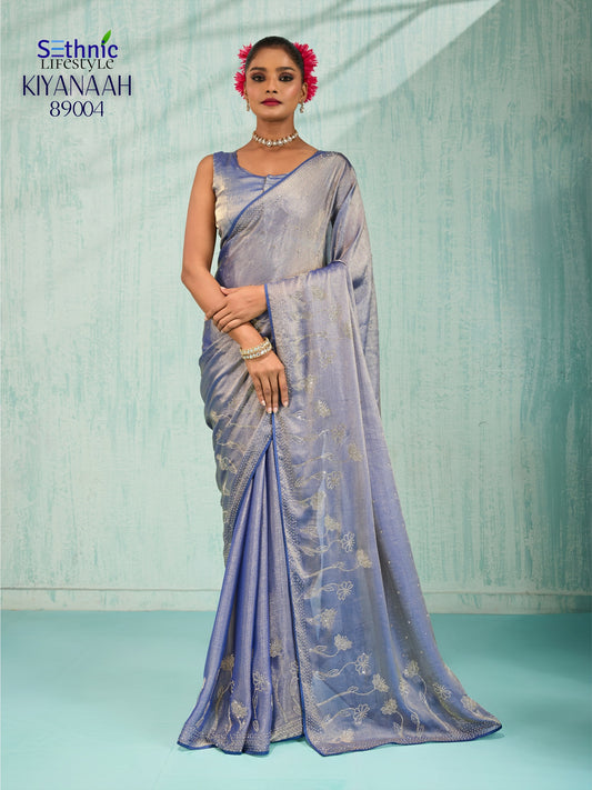 89004 Kiyanaah Sethnic Velvet Chiffon Sarees