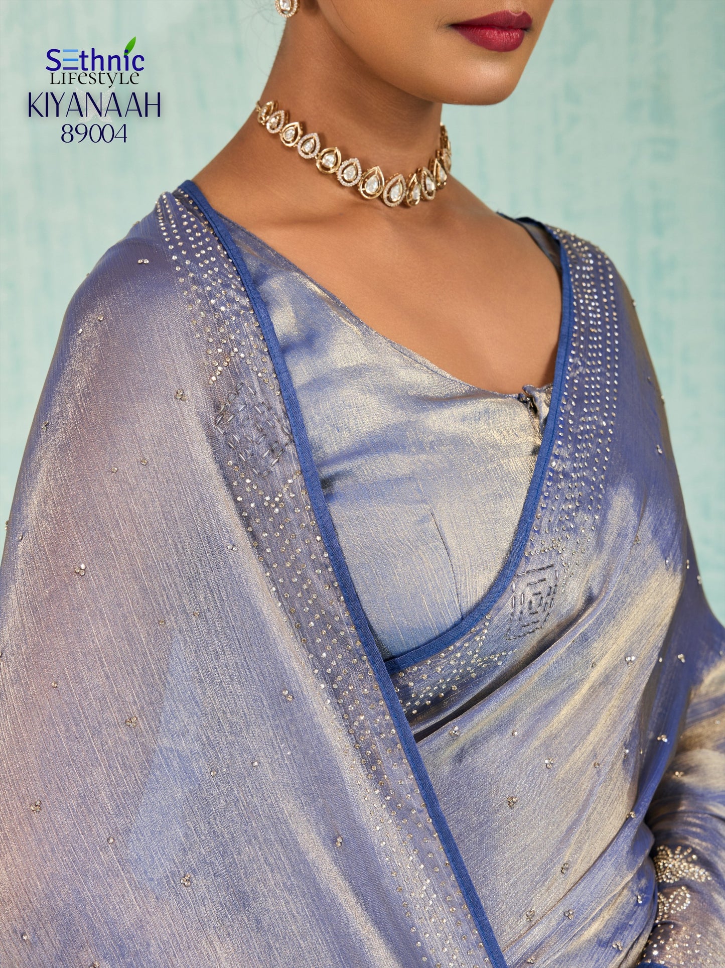 89004 Kiyanaah Sethnic Velvet Chiffon Sarees