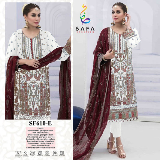 610-E Safa Creation Pakistani Salwar Suits