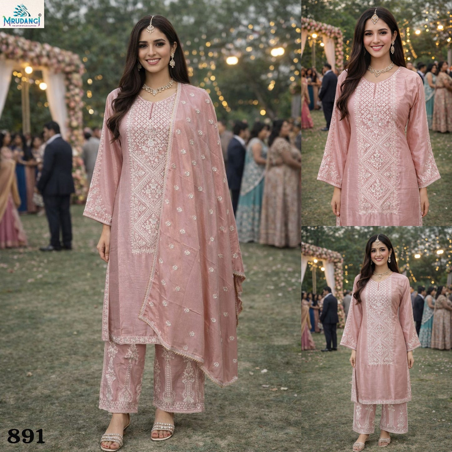 891 Chitra Mrudangi Chinon Silk Readymade Suits