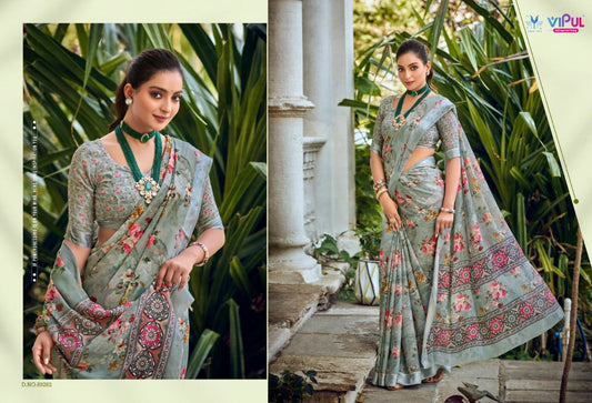89282 Samriddhi Vipul Dull Moss Sarees