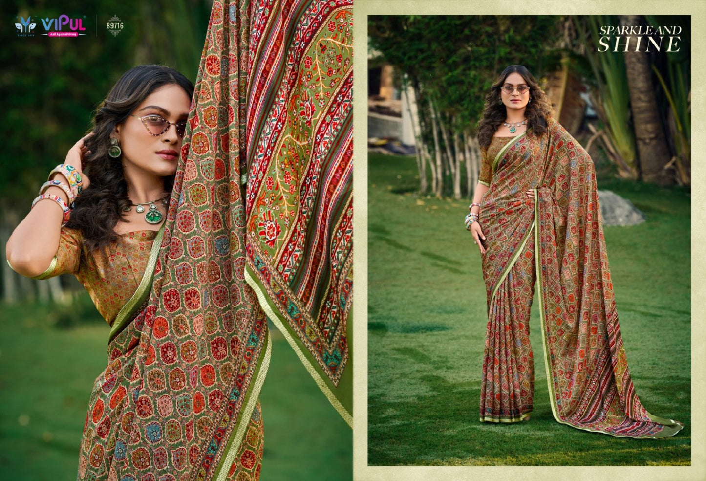 89716 Antique Gold Vol 3 Vipul Soft Silk Sarees