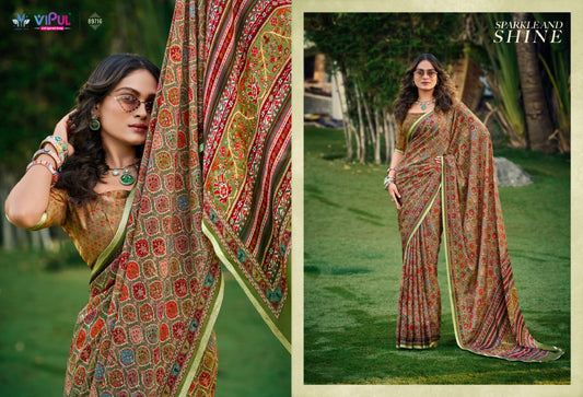 89716 Antique Gold Vol 3 Vipul Soft Silk Sarees